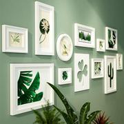 欧锋欧式田园实木照片墙挂墙，相框绿色清新装饰画组合客厅卧室装饰