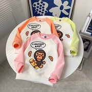 mijello23秋冬款儿童猿猴滑板，拼色袖糖果，色卫衣洋气休闲宽松上衣