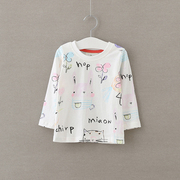 儿童纯棉韩版长袖T恤 米宝宝秋款童装 女童小兔花朵印花打底衫