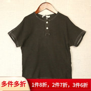 110-120码，个*撤柜，中国风儿童夏季短袖T恤衫，男童装黑色纯棉