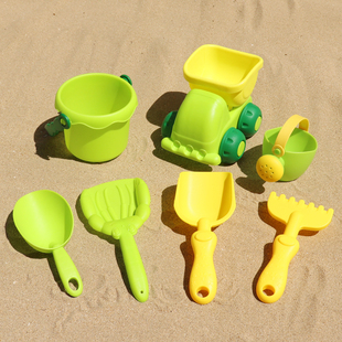 儿童沙滩玩具套装宝宝洗澡戏水软胶水壶，小水桶挖沙工具铲子小耙子