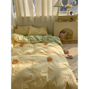 梨梦ins小清新橘子全棉，水洗棉四件套纯棉，床单被套学生床上用品