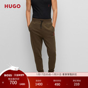 HUGO BOSS雨果博斯款男士红色边框徽标装饰棉质毛圈布运动卫裤