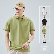绿色短袖polo衫男夏季薄款宽松透气青年商务t恤时尚翻领上衣