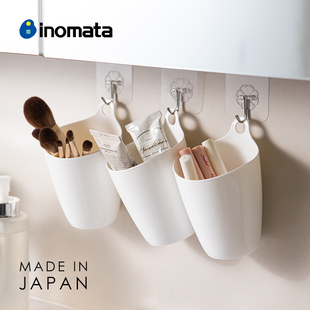 inomata日本进口化妆刷桶，收纳筒可悬挂桌面垃圾桶无盖办公室笔筒