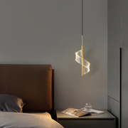 轻奢卧室床头小吊灯全铜极简现代客厅背景墙设计师艺术吊线灯