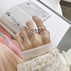 S925纯银戒指女复古时尚个性开口戒指多层缠绕线条银指环食指戒指