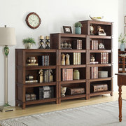 美式实木书柜书架组合落地简约欧式客厅柜子复古收纳书房储藏柜