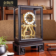 客厅欧式机械座钟家用新中式台式钟表桌面黑檀实木台钟赫姆勒机芯