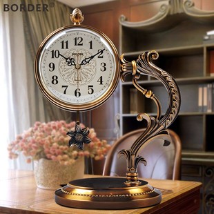 座钟客厅家用台式钟表欧式时钟摆件中式复古美式坐钟时尚高端大气