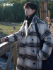 绒毛呢子大衣男中长款冬季外套格子英伦加厚高级感韩版防风衣服潮