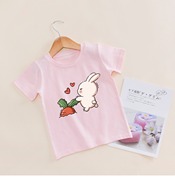 儿童纯棉短袖t恤卡通小兔子半袖3小女孩夏季儿童兔子图案短袖衣服
