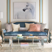 美式实木沙发组合客厅沙发美式雕花 小户型三人客厅沙发做旧沙发