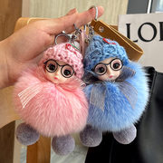 韩国ins可爱狐狸毛球女包挂饰，毛绒公仔芭比娃娃玩偶钥匙扣小挂件