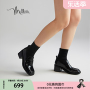 millies/妙丽女鞋冬季弹力袜靴女厚底乐福鞋粗跟短靴85601DD3