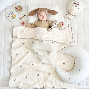 豆豆毯婴儿盖毯宝宝毛毯新生，纱布被子儿童幼儿园，毯子春秋薄被四季