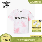 BOYLONDON2022儿童装粉色扎染个性涂鸦logo宽松短袖t恤K01078