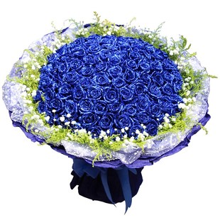99朵蓝色妖姬玫瑰，花束上海同城鲜花速递北京深圳广州南京送花