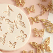 蝴蝶造型硅胶模具甜品桌彩蝶装饰花纹干佩斯翻糖模烘培蛋糕滴胶模