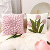 北欧花朵抱枕网红粉色，郁金香靠枕女生沙发，客厅飘窗纯棉床头靠垫新