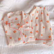 夏季纯棉睡衣女学生韩版ins可爱泡泡婴儿棉薄，款短袖家居服套装女