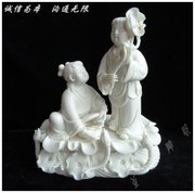 高档陶瓷佛像结婚礼物家居风水，摆件创意时尚婚房摆设白瓷和合二