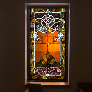 教堂玻璃艺术玻璃贴膜 蒂凡尼屏风彩色玻璃门窗吊顶隔断玄关贴纸