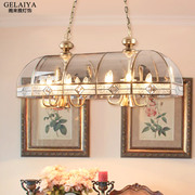 美式餐厅灯复古长方形 欧式厨房吧台吊灯长条形灯具 茶室全铜灯饰