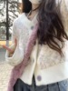 V领短款毛衣外套女春季2023设计感甜美减龄气质长袖针织开衫
