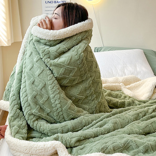 羊羔绒毛毯冬季加厚午睡办公室披肩，空调小毯子珊瑚法兰绒沙发盖毯