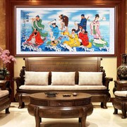 纯手绘国画八仙过海图四尺横幅客厅办公室挂画镇宅风水招财装饰画