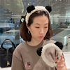 韩国同款毛绒熊猫头(熊猫头，)洗脸卡通发箍萌物可爱少女发卡ins网红宽头箍