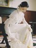 80年代轻婚纱摄影复古长袖港风古典法式写真婚纱出门纱礼服