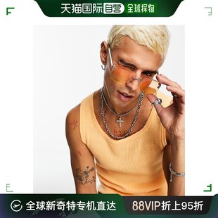 香港直邮潮奢 ASOS 男士设计无框复古橙色渐变镜片太阳眼镜(金色)