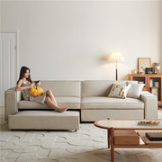 轻奢真皮豆腐块功能沙发床科技布极简客厅小户型三人位直排沙发