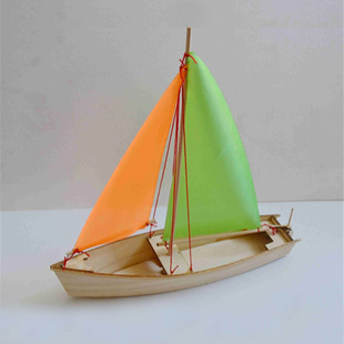 洞庭号自航帆船木质船模，diy帆船模型拼装玩具儿童手工课木制船模