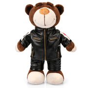 摩托车小熊毛绒玩具熊机车摩托车熊泰迪公仔黑色皮衣大号娃娃
