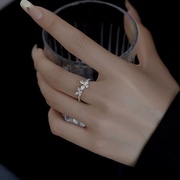 欧美跨境25纯银戒指女轻奢锆石，镶嵌个性蝴蝶，设计百搭高级感闭口戒