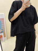 西子铺韩国制24春季黑色灰色短袖卫衣套装