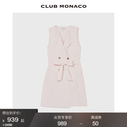 CLUB MONACO女装无袖翻领双排扣系带气质收腰轻薄凉爽短款连衣裙