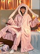 珊瑚绒睡衣女秋冬季2023年睡袍加绒加厚长袖可爱两件套家居服