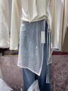 韩国东大门2024春装设计感系带高腰外搭钩花蕾丝半身裙女短裙