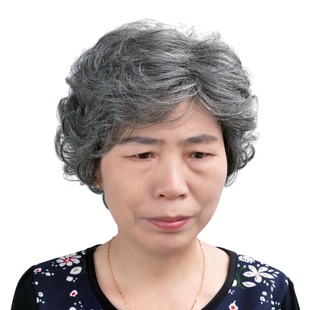 老年花白色假发女短发蓬松短卷发60到80岁奶奶化疗光头假头发薄款