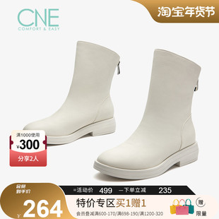  CNE秋冬时尚休闲圆头拉链纯色简约短靴中跟女靴2T33002