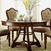 家用全实木餐桌小户型1.3米4-6人圆餐台美式餐桌，圆形欧式餐桌圆桌