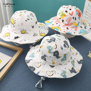 男女宝宝渔夫帽春秋，薄款婴儿帽子夏天防晒遮阳帽，印花婴幼儿太阳帽