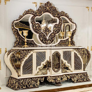 欧式餐边柜实木雕花高端复古手雕法式宫廷奢华门厅碗碟展示装饰柜