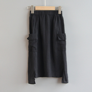 G-JO系列120夏装 品牌童装折扣/女童薄款麻料半身裙24028黑