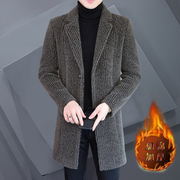 小码XS号显瘦修身160男士毛呢大衣西装领中长款韩版休闲外套