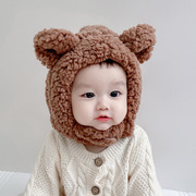 韩国同款冬季毛绒小熊，可爱男女宝宝护耳帽，加厚保暖婴儿防风绒帽子